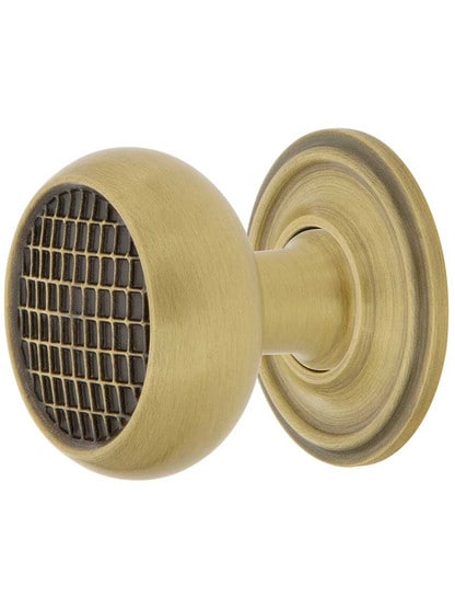 Pasadena Cabinet Knob - 1 3/8 inch Diameter with Classic Rosette in Antique Brass.